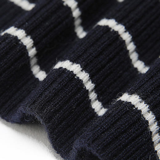 METTE羊绒世家女童中大童100%山羊绒衫时尚半高领坑条纹弹力保暖毛衣 商品图10