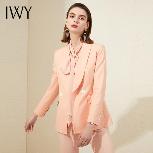 IWY/橘色西服阔腿裤套装女神范播音主持艺考职业时尚气质正装 201004C1+P3 商品图2
