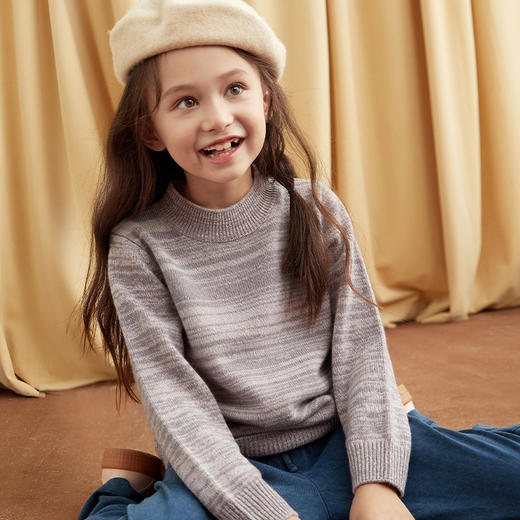 METTE羊绒世家童装中大童半高领100%羊绒衫20秋双色混纱保暖毛衣 商品图5