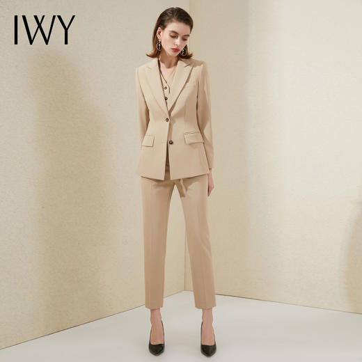 IWY/卡其色西装西服马甲套装女英伦风高端职业正装通勤ol轻熟气质 213121C1+P1+C6 商品图2