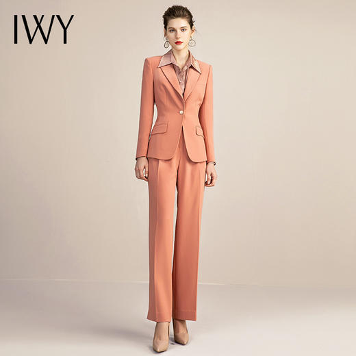 IWY/橘色高端时尚西装套装女气质正装商务修身一粒扣西服 213118C1+P6 商品图2