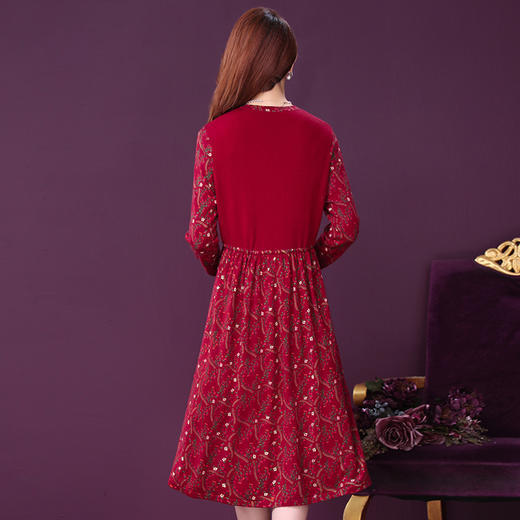 WXY-W-Z2-80131新款气质法式设计感印花打底毛衣裙子 商品图2