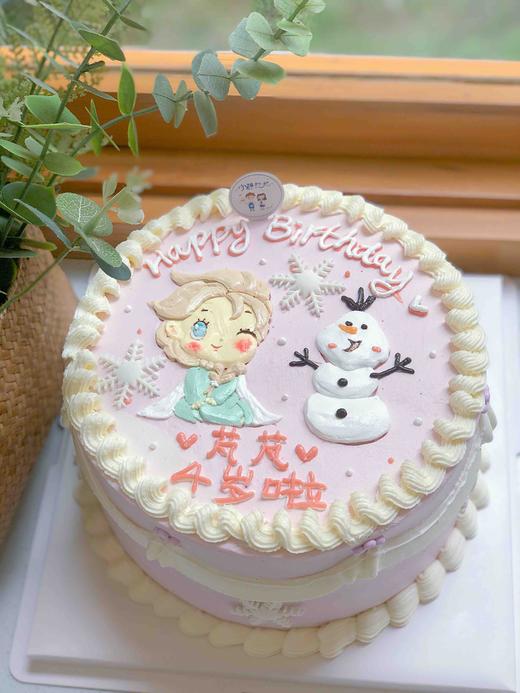 手绘冰雪奇缘艾莎公主雪宝奶油蛋糕 下单前请仔细阅读商品详情 商品图1