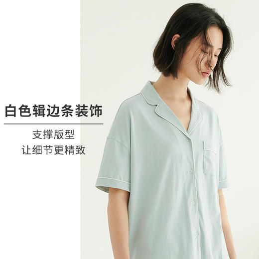HSIA遐睡衣女夏季薄款亲肤透气短袖短裤两件套舒适棉莫家居服套装 商品图2