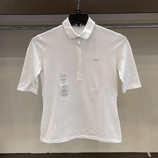  Lacoste/拉科斯特 女士夏季新款修身纯色五分袖隐藏扣POLO衫 商品图4
