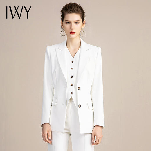 IWY/白色西服套装女时尚气质医美工作服高端播音主持艺考正装职业 213125C1+P1+C6 商品图0