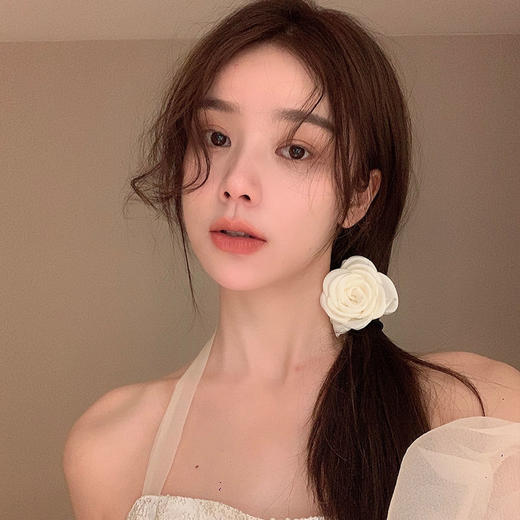 山茶花胸针+发夹两用~复古小香风边夹女奶油色温柔名媛发饰 商品图5