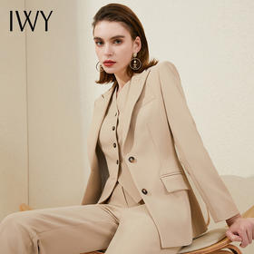 IWY/卡其色西装西服马甲套装女英伦风高端职业正装通勤ol轻熟气质 213121C1+P1+C6