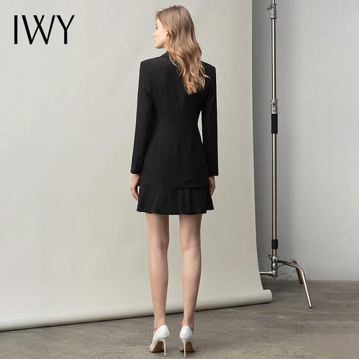 IWY/黑色职业连衣裙工装双排扣西装式裙子气质女神范高端售楼部工作服 Q10359 商品图3