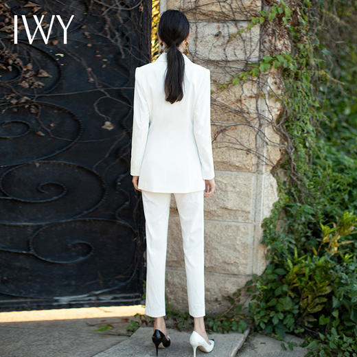 IWY/白色休闲西装套装女韩版气质ol主持人职业装播音艺考面试正装 C1346+p1246 商品图3