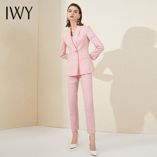 IWY/高端粉色西装套装女长袖正装通勤职业装气质女神范时尚干练工作服 201015C1+P1 商品图3