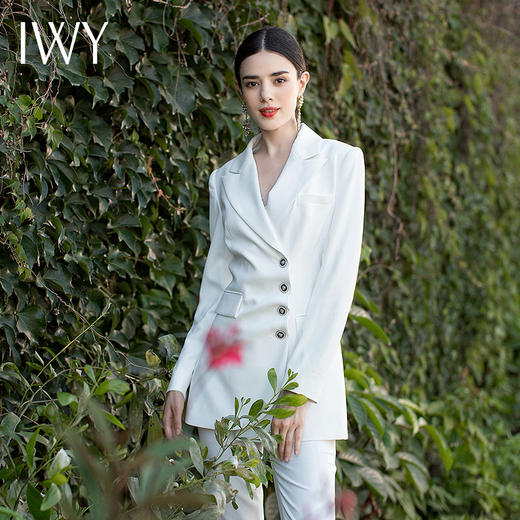 IWY/白色休闲西装套装女韩版气质ol主持人职业装播音艺考面试正装 C1346+p1246 商品图2