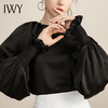IWY/气质工作服通勤修身职业套装垂感衬衫女黑色丝光缎面长袖正装套裙 213162B1+213161S3 商品缩略图4