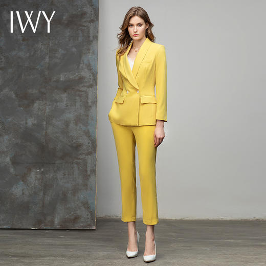 IWY/黄色长袖西装套装女高端气质时尚休闲职业装西服面试正装 C10386+P10226 商品图2