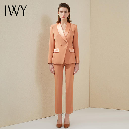 IWY/高端时尚橘色西服两件套装气质修身经理商务正装总裁西装 213172C1+P1 商品图2