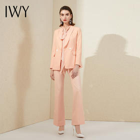 IWY/橘色西服阔腿裤套装女神范播音主持艺考职业时尚气质正装 201004C1+P3