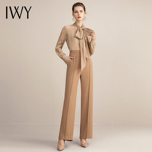 IWY/气质韩版长袖衬衫套装女绑带休闲名媛韩版西装外套内搭职业装 213147B1+P2 商品图2