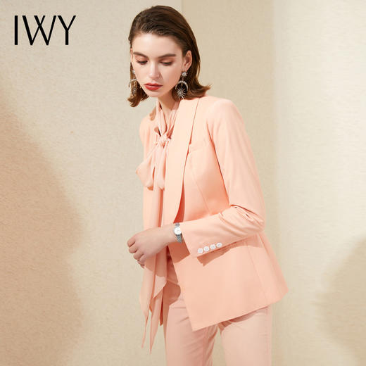 IWY/橘色西服阔腿裤套装女神范播音主持艺考职业时尚气质正装 201004C1+P3 商品图4