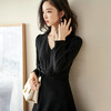 剩S 米思阳a字连衣裙2025新款秋季法式气质小众v领长袖小黑裙1628 商品缩略图1