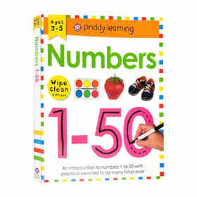 擦擦书 数字1-50 英文原版 Wipe Clean Workbook Numbers 1-50 儿童数字认知可擦写图画练习册 螺旋装帧 进口英语书