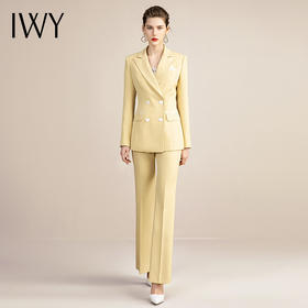 IWY/高端黄色西装套装女韩版休闲美容院工装干练职业装OL 213129C1+P3