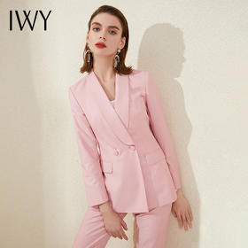 IWY/高端粉色西装套装女长袖正装通勤职业装气质女神范时尚干练工作服 201015C1+P1
