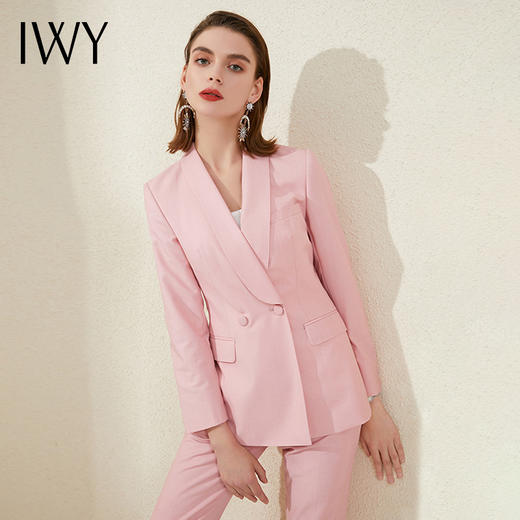IWY/高端粉色西装套装女长袖正装通勤职业装气质女神范时尚干练工作服 201015C1+P1 商品图0