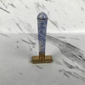 复古蓝色纹理石英石手柄字母火漆印章