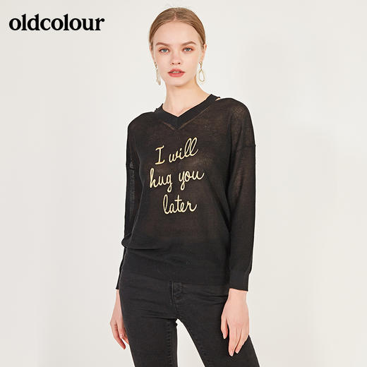 oldcolour秋季字母图案宽松百搭套头衫女N12052227 商品图2
