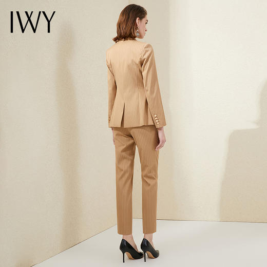 IWY/卡其色条纹西装外套练修身职业装套装通勤商务正装工作服 201020C1P1S1 商品图3