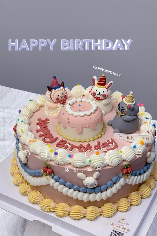 小羊小兔子小老鼠立体小动物手绘复古蛋糕-低糖处理无添加 商品图2