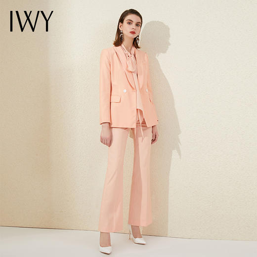 IWY/橘色西服阔腿裤套装女神范播音主持艺考职业时尚气质正装 201004C1+P3 商品图1