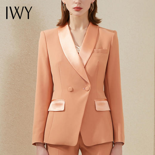IWY/高端时尚橘色西服两件套装气质修身经理商务正装总裁西装 213172C1+P1 商品图4