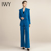 IWY/蓝色休闲时尚套装女阔腿裤职业装双排扣修身韩版西装工作服OL 213151C1+P6 商品缩略图2