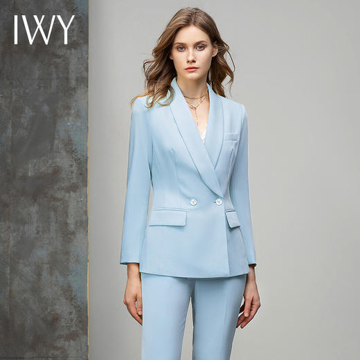 IWY/蓝色西装套装女气质时尚职业正装西服韩版主持面试工作服 CP10316蓝色 商品图1
