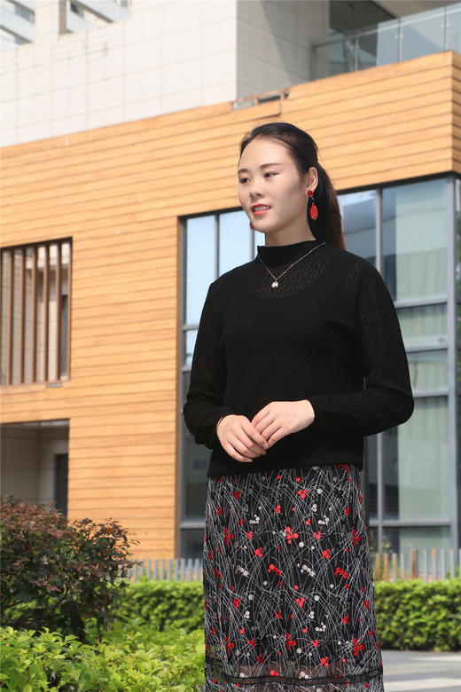 低领百搭薄款打底羊毛衫 6E4253 商品图3