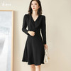 剩S 米思阳a字连衣裙2025新款秋季法式气质小众v领长袖小黑裙1628 商品缩略图0