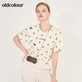 oldcolour秋季卡通花色短袖T恤女N13021310