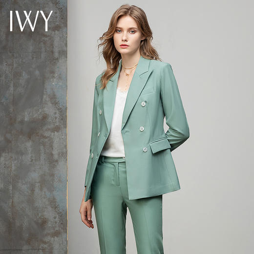 IWY/高端绿色西装套装女时尚气质女士西服外套韩版休闲职业装OL修身 CP10325绿色 商品图4