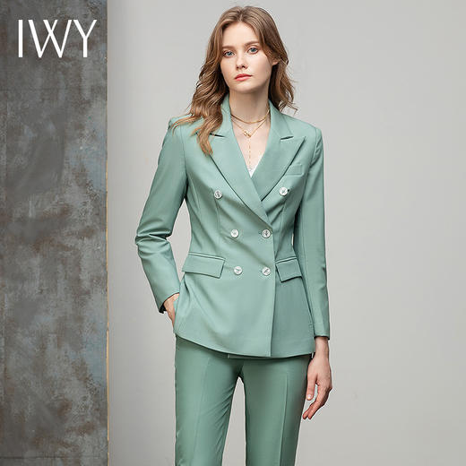 IWY/高端绿色西装套装女时尚气质女士西服外套韩版休闲职业装OL修身 CP10325绿色 商品图0