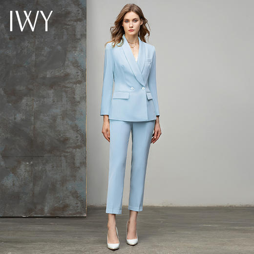 IWY/蓝色西装套装女气质时尚职业正装西服韩版主持面试工作服 CP10316蓝色 商品图4