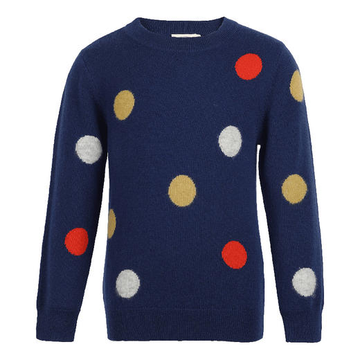 【可爱圆点童装羊绒衫】童装中大童100%山羊绒衫时尚圆点装饰内搭女保暖毛衣 商品图5