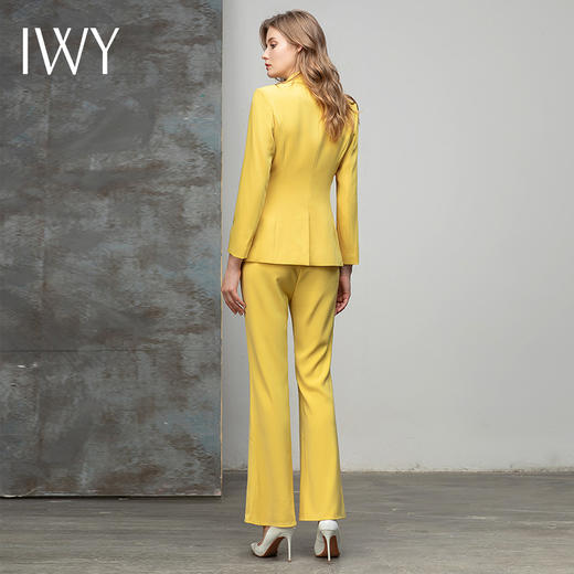 IWY/黄色长袖西装套装女高端气质时尚休闲阔腿裤职业西服通勤正装 C10386+P30226 商品图3