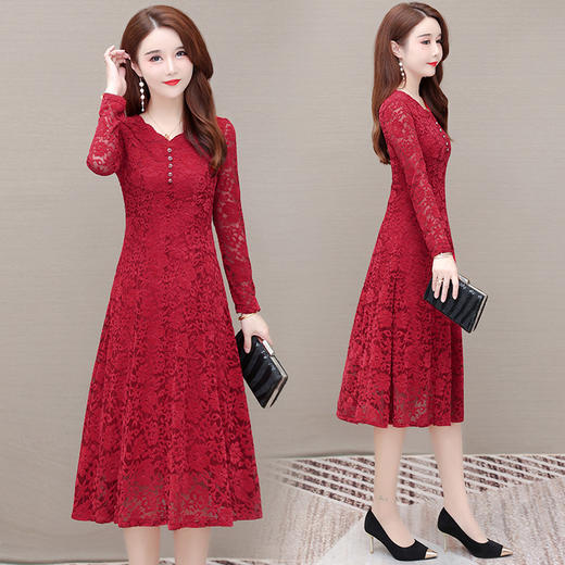 YWE  88333蕾丝阔太太大码秋季时尚连衣裙 商品图0