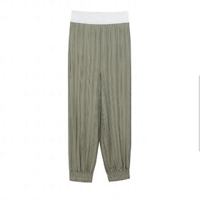 松紧腰头条纹长裤