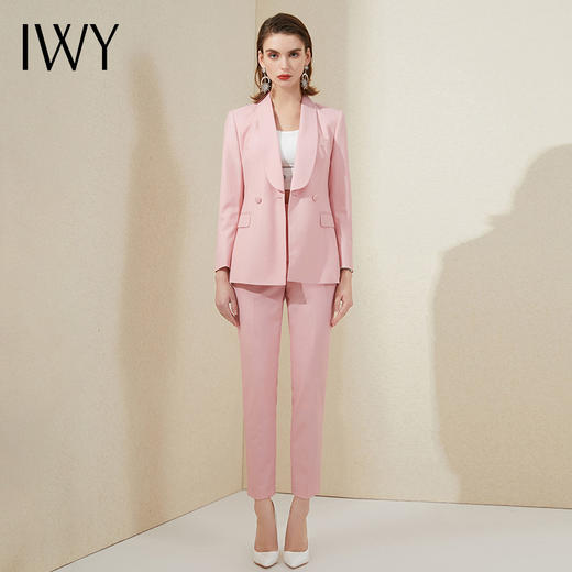 IWY/高端粉色西装套装女长袖正装通勤职业装气质女神范时尚干练工作服 201015C1+P1 商品图2