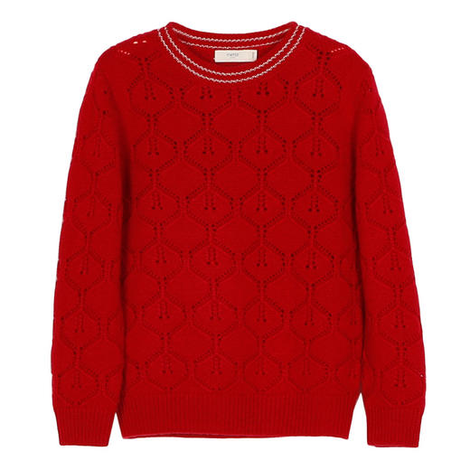 【女童镂空纯羊绒衫】羊绒世家童装21年秋冬新品女童圆领套头毛衣时尚镂空羊绒衫 商品图10