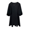 HeyDress复古黑色连衣裙女圆领宽松显瘦小黑裙七分灯笼袖裙子 商品缩略图4