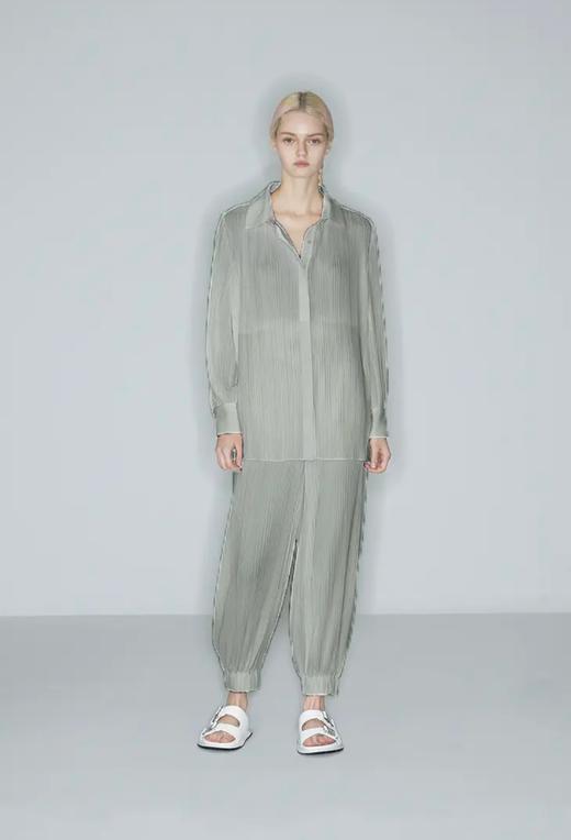 压褶条纹衬衫 商品图0