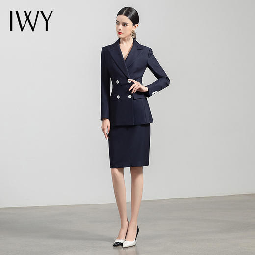 IWY/藏青通勤白领正装西装套裙职业装女装时尚气质西服套装OL NC1356+S1112 商品图1